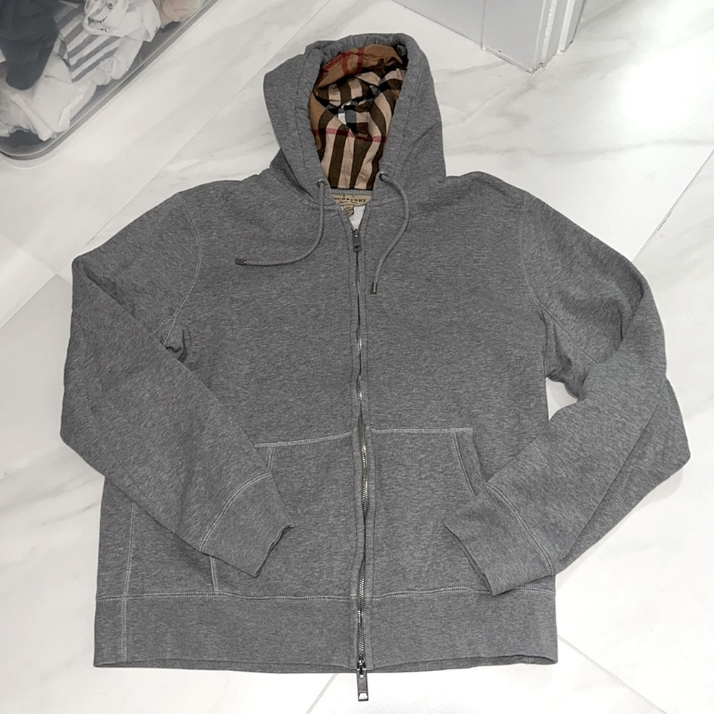 BURBERRY MENS ZIPPERED HOODIE XL